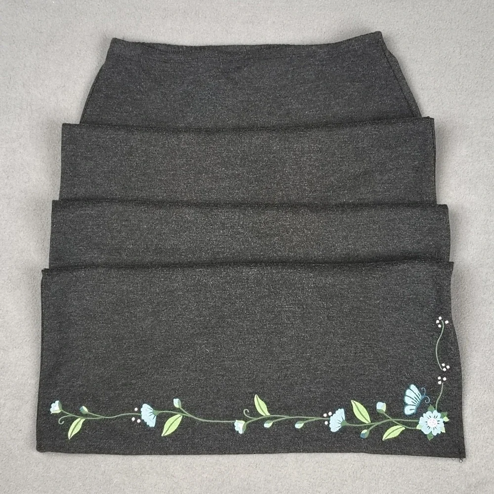 Vintage Y2K GAP Maxi Skirt Large Gray Floral Embroidered Soft Girl Dated 2000 EC